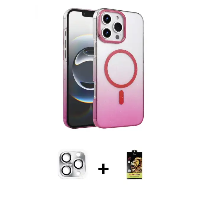 ieg™ iPhone 16 Pro Max Kılıf Ahenk Doku Özel Seri - Siyah Buffer Cam Ekran Koruyucu + Pers Alüminyum Kamera Lens - GS
