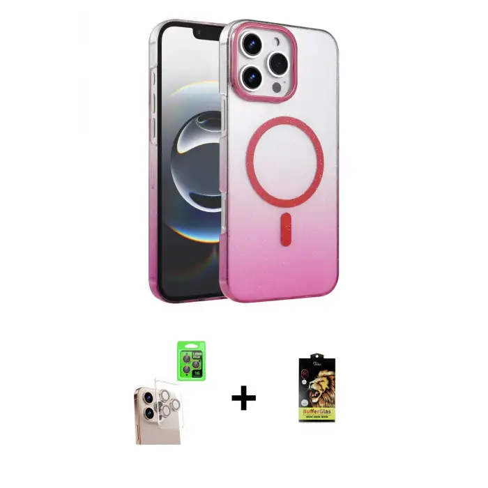 ieg™ iPhone 16 Pro Max Kılıf Ahenk Doku Özel Seri - Siyah Buffer Cam Ekran Koruyucu + Raze Metal Kamera Lens - NLGY