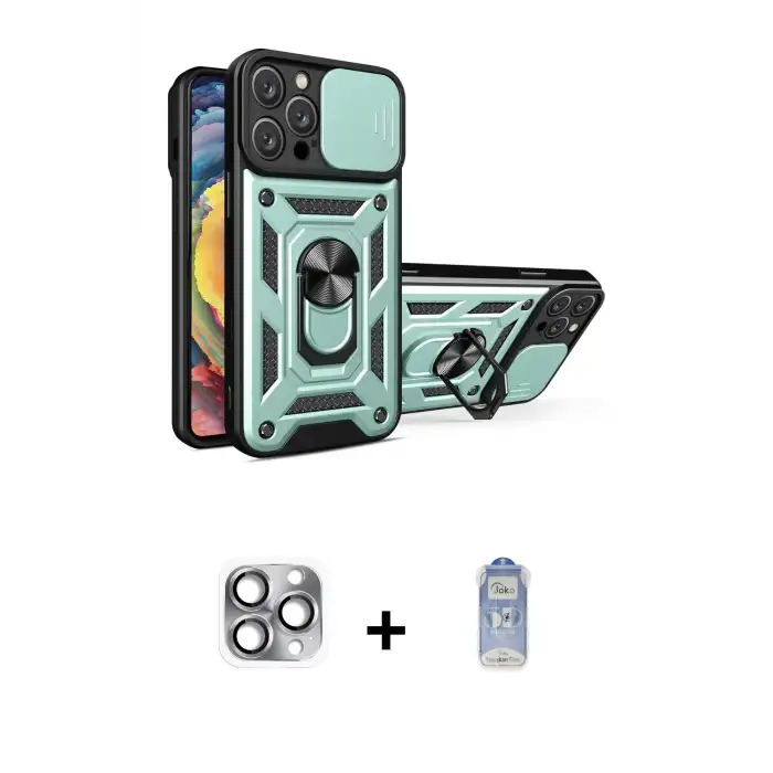 ieg™ iPhone 16 Pro Max Kılıf Ahenk Klasik - Siyah Joko Magic 5D Cam + Pers Alüminyum Kamera Lens - GI
