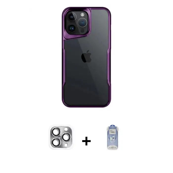 ieg™ iPhone 16 Pro Max Kılıf Akış Çizgi Koleksiyonu - Siyah Joko Magic 5D Cam + Pers Alüminyum Kamera Lens - GI