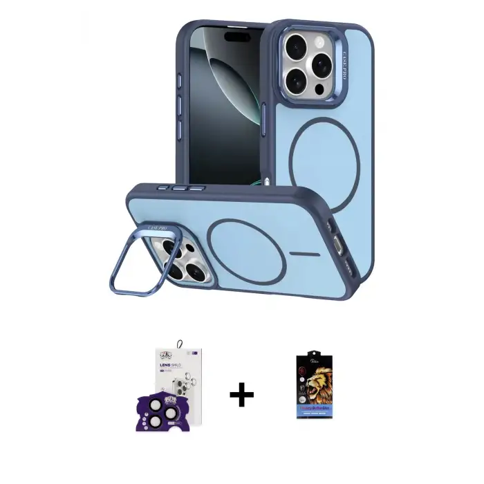 ieg™ iPhone 16 Pro Max Kılıf Çekirdek Klasik - Siyah Buffer Hayalet Cam Ekran Koruyucu + Bilvis Titan Kamera Lens - SH