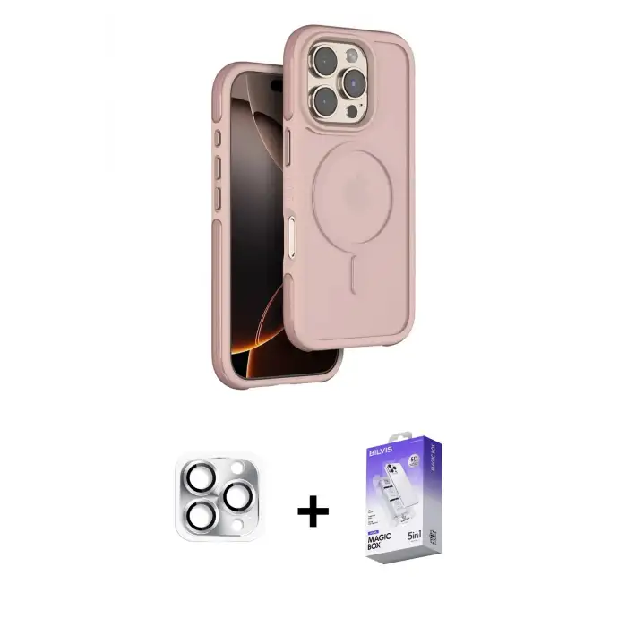 ieg™ iPhone 16 Pro Max Kılıf Çekirdek Minimal Prime - Siyah Bilvis 5in1 3D Magic Cam Ekran Koruyucu + Pers Alüminyum Kamera Lens - GS