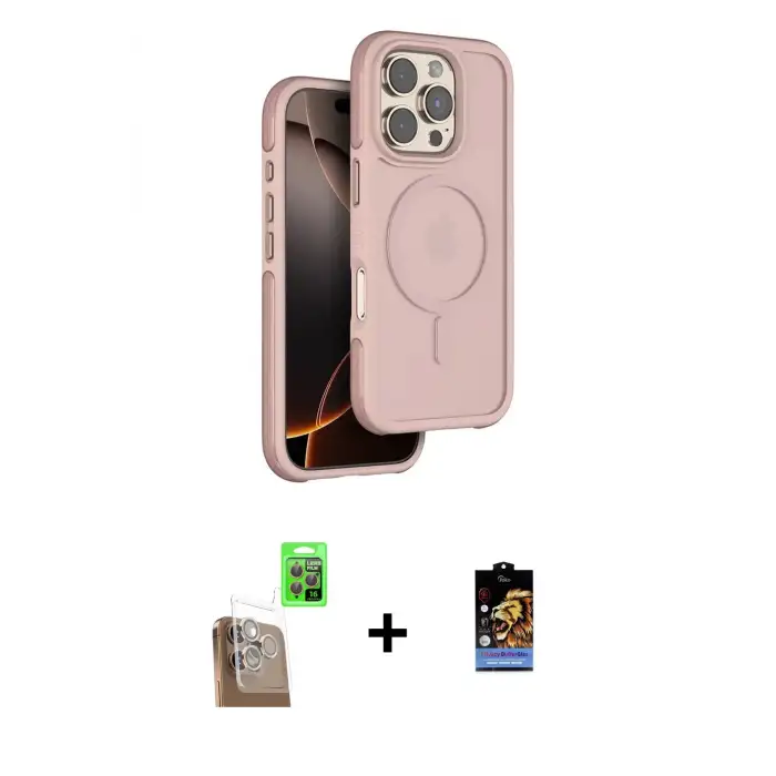 ieg™ iPhone 16 Pro Max Kılıf Çekirdek Minimal Prime - Siyah Buffer Hayalet Cam Ekran Koruyucu + Raze Metal Kamera Lens - CLTM