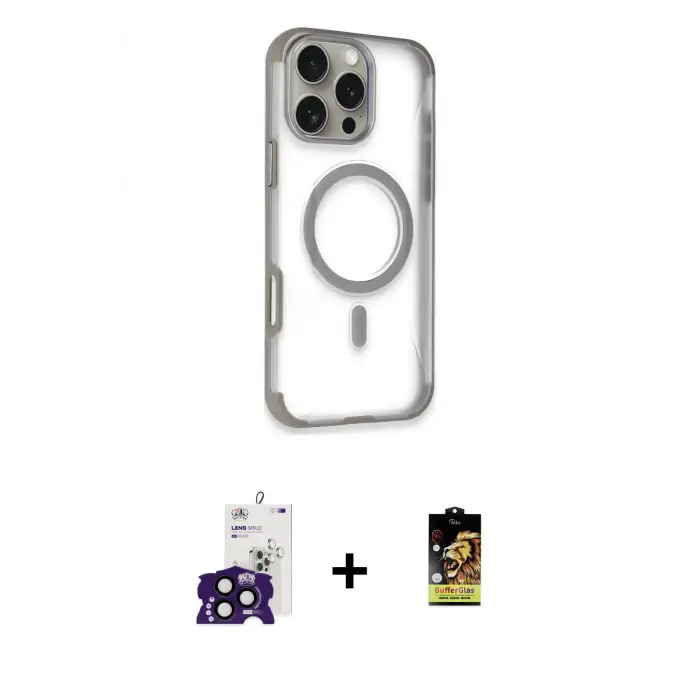 ieg™ iPhone 16 Pro Max Kılıf Eksen Klasik Koleksiyonu - Siyah Buffer Cam Ekran Koruyucu + Bilvis Titan Kamera Lens - SH