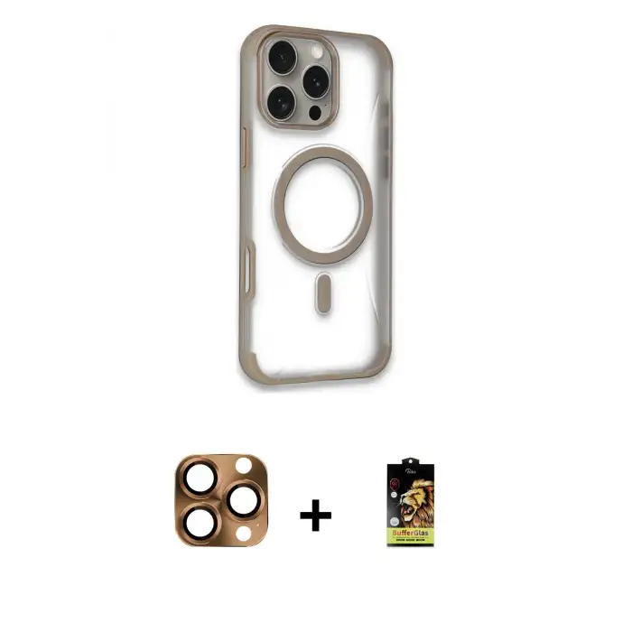 ieg™ iPhone 16 Pro Max Kılıf Eksen Klasik Koleksiyonu - Siyah Buffer Cam Ekran Koruyucu + Pers Alüminyum Kamera Lens - CLTM