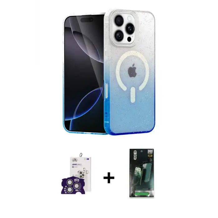 ieg™ iPhone 16 Pro Max Kılıf Eksen Minimal Özel Seri - Siyah 360 Mat Full Body Arka Koruyucu + Bilvis Titan Kamera Lens - GS