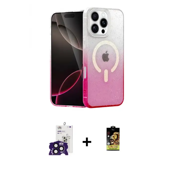 ieg™ iPhone 16 Pro Max Kılıf Eksen Minimal Özel Seri - Siyah Buffer Cam Ekran Koruyucu + Bilvis Titan Kamera Lens - SH