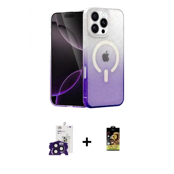 ieg™ iPhone 16 Pro Max Kılıf Eksen Minimal Özel Seri - Siyah Buffer Cam Ekran Koruyucu + Bilvis Titan Kamera Lens - SH