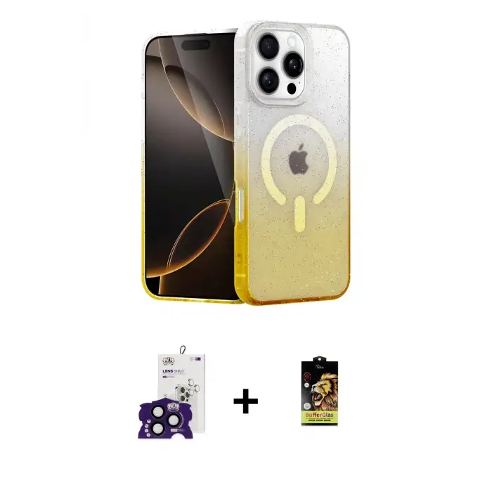 ieg™ iPhone 16 Pro Max Kılıf Eksen Minimal Özel Seri - Siyah Buffer Cam Ekran Koruyucu + Bilvis Titan Kamera Lens - SH