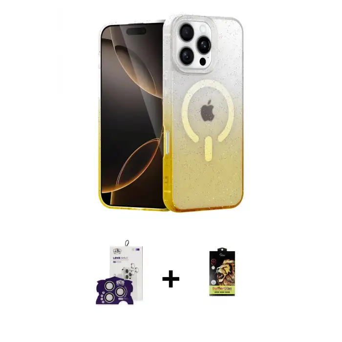 ieg™ iPhone 16 Pro Max Kılıf Eksen Minimal Özel Seri - Siyah Buffer Cam Ekran Koruyucu + Bilvis Titan Kamera Lens - GS