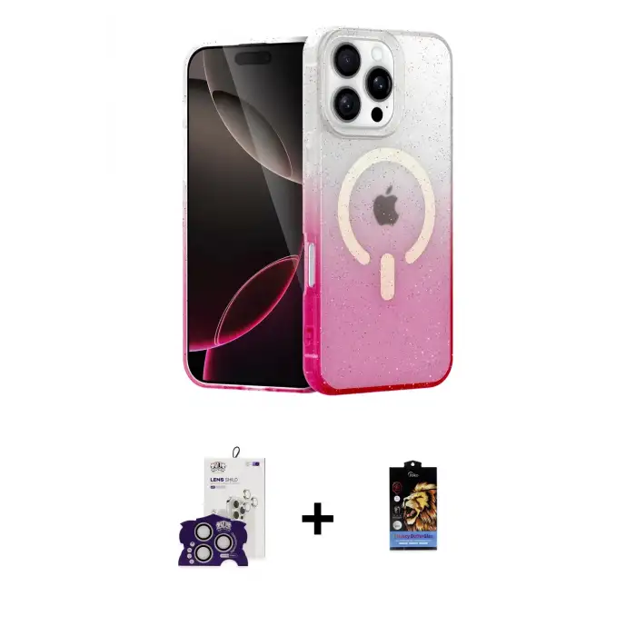 ieg™ iPhone 16 Pro Max Kılıf Eksen Minimal Özel Seri - Siyah Buffer Hayalet Cam Ekran Koruyucu + Bilvis Titan Kamera Lens - GS