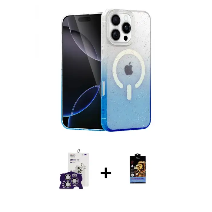 ieg™ iPhone 16 Pro Max Kılıf Eksen Minimal Özel Seri - Siyah Buffer Hayalet Cam Ekran Koruyucu + Bilvis Titan Kamera Lens - GS