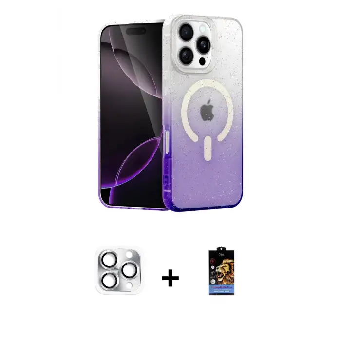 ieg™ iPhone 16 Pro Max Kılıf Eksen Minimal Özel Seri - Siyah Buffer Hayalet Cam Ekran Koruyucu + Pers Alüminyum Kamera Lens - GS