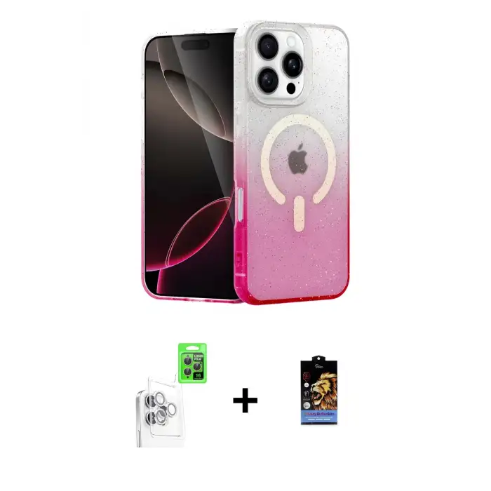 ieg™ iPhone 16 Pro Max Kılıf Eksen Minimal Özel Seri - Siyah Buffer Hayalet Cam Ekran Koruyucu + Raze Metal Kamera Lens - BZ
