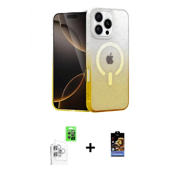 ieg™ iPhone 16 Pro Max Kılıf Eksen Minimal Özel Seri - Siyah Buffer Hayalet Cam Ekran Koruyucu + Raze Metal Kamera Lens - BZ