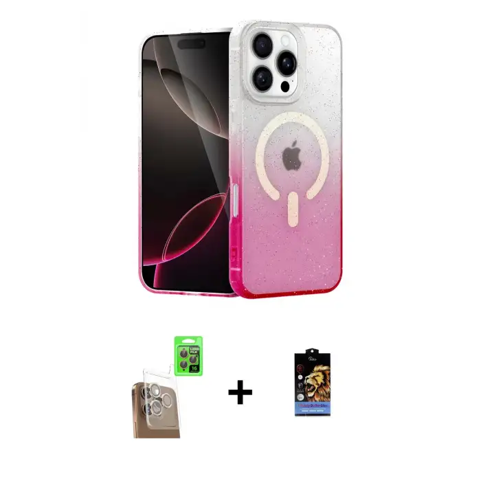 ieg™ iPhone 16 Pro Max Kılıf Eksen Minimal Özel Seri - Siyah Buffer Hayalet Cam Ekran Koruyucu + Raze Metal Kamera Lens - CLTM