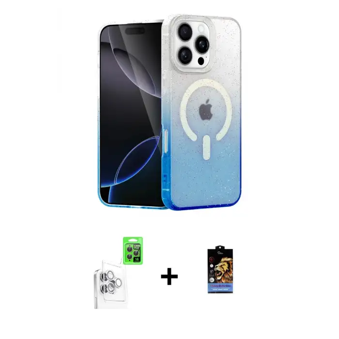 ieg™ iPhone 16 Pro Max Kılıf Eksen Minimal Özel Seri - Siyah Buffer Hayalet Cam Ekran Koruyucu + Raze Metal Kamera Lens - BZ