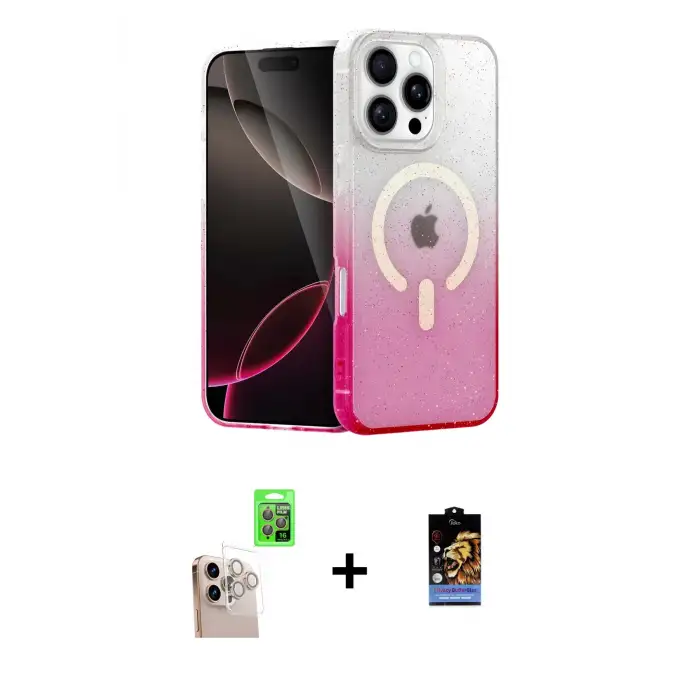 ieg™ iPhone 16 Pro Max Kılıf Eksen Minimal Özel Seri - Siyah Buffer Hayalet Cam Ekran Koruyucu + Raze Metal Kamera Lens - NLGY