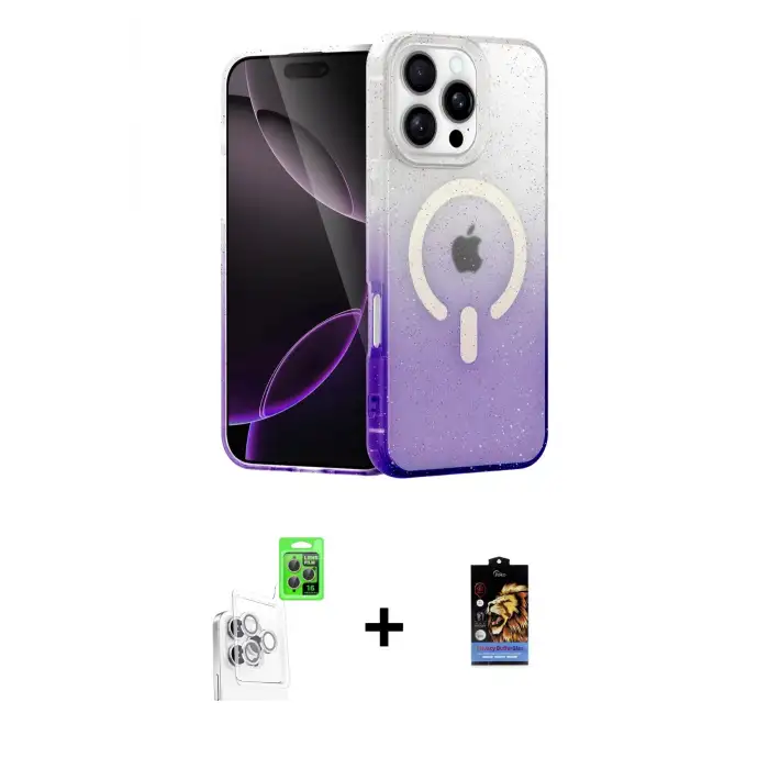 ieg™ iPhone 16 Pro Max Kılıf Eksen Minimal Özel Seri - Siyah Buffer Hayalet Cam Ekran Koruyucu + Raze Metal Kamera Lens - BZ