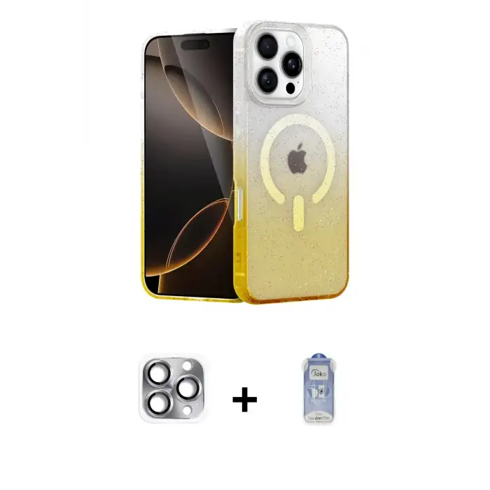 ieg™ iPhone 16 Pro Max Kılıf Eksen Minimal Özel Seri - Siyah Joko Magic 5D Cam + Pers Alüminyum Kamera Lens - GI