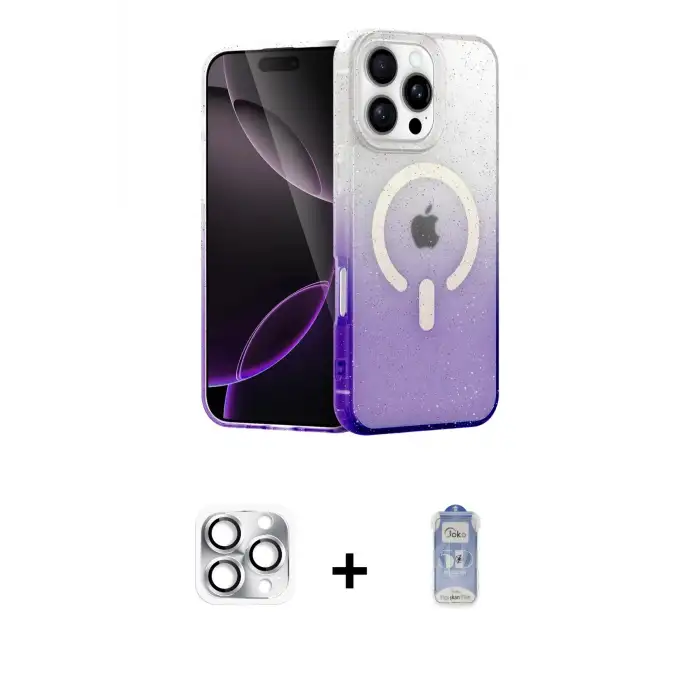 ieg™ iPhone 16 Pro Max Kılıf Eksen Minimal Özel Seri - Siyah Joko Magic 5D Cam + Pers Alüminyum Kamera Lens - GS