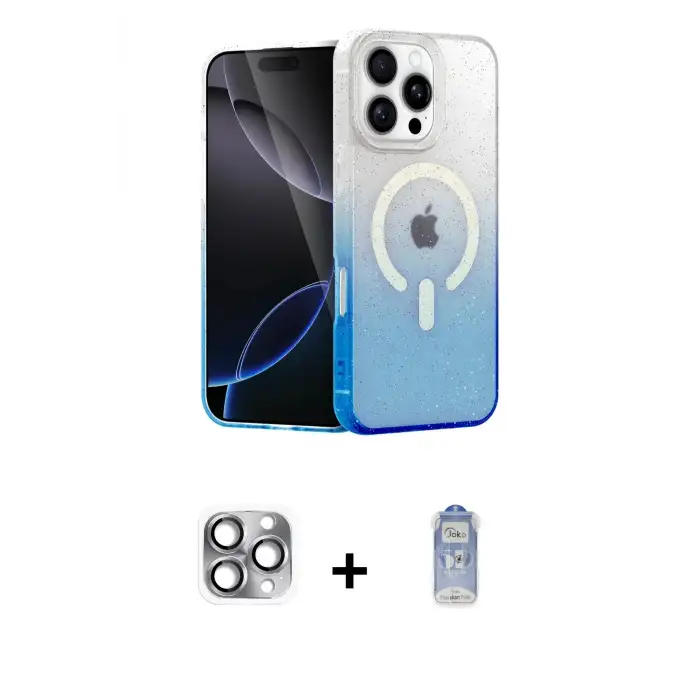 ieg™ iPhone 16 Pro Max Kılıf Eksen Minimal Özel Seri - Siyah Joko Magic 5D Cam + Pers Alüminyum Kamera Lens - GI