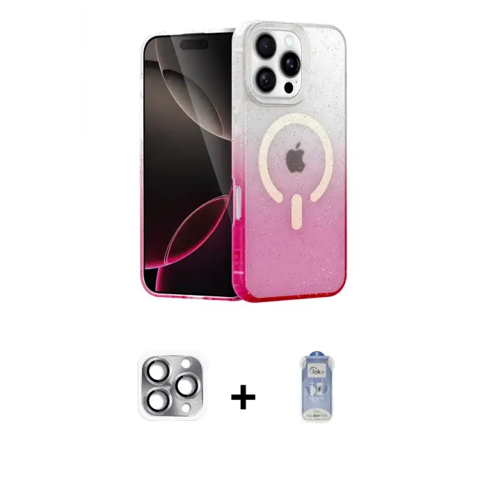 ieg™ iPhone 16 Pro Max Kılıf Eksen Minimal Özel Seri - Siyah Joko Magic 5D Cam + Pers Alüminyum Kamera Lens - GI