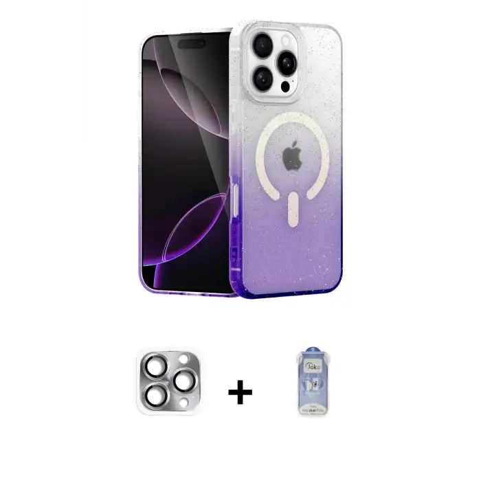 ieg™ iPhone 16 Pro Max Kılıf Eksen Minimal Özel Seri - Siyah Joko Magic 5D Cam + Pers Alüminyum Kamera Lens - GI