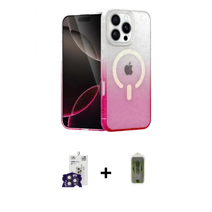 ieg™ iPhone 16 Pro Max Kılıf Eksen Minimal Özel Seri - Siyah Joko Magic 5D Hayalet Cam + Bilvis Titan Kamera Lens - TMGI