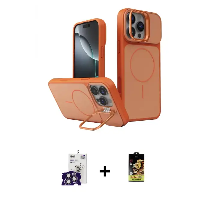 ieg™ iPhone 16 Pro Max Kılıf İz Modern Prime - Siyah Buffer Cam Ekran Koruyucu + Bilvis Titan Kamera Lens - TMGI