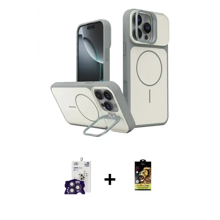 ieg™ iPhone 16 Pro Max Kılıf İz Modern Prime - Siyah Buffer Cam Ekran Koruyucu + Bilvis Titan Kamera Lens - TMGI