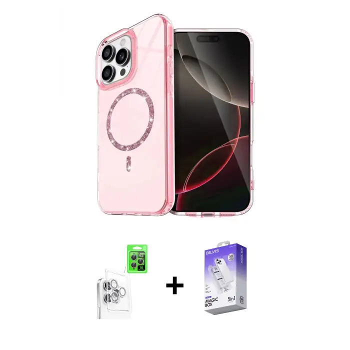 ieg™ iPhone 16 Pro Max Kılıf Kıvılcım Form Prime - Siyah Bilvis 5in1 3D Magic Cam Ekran Koruyucu + Raze Metal Kamera Lens - BZ