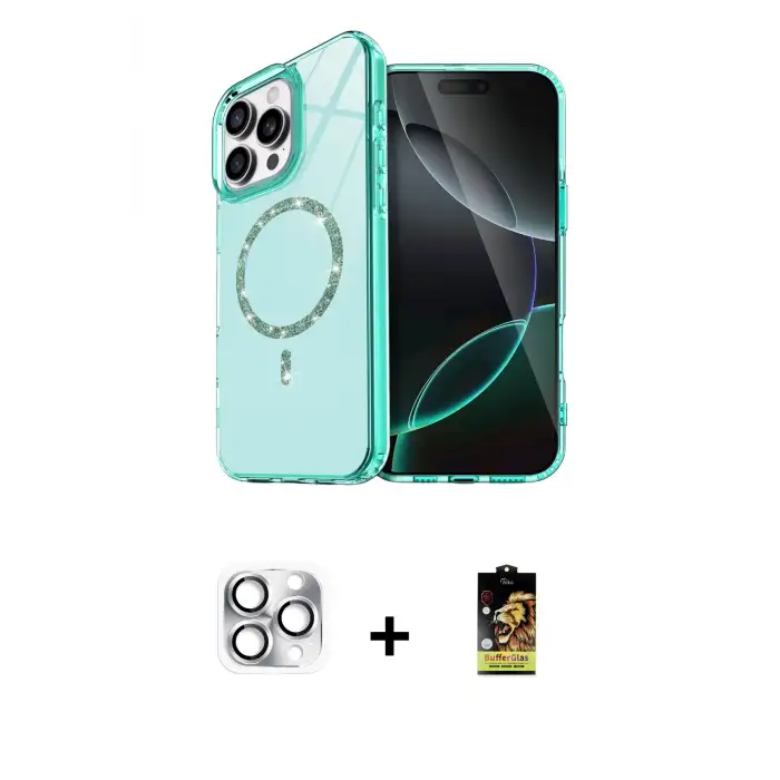 ieg™ iPhone 16 Pro Max Kılıf Kıvılcım Form Prime - Siyah Buffer Cam Ekran Koruyucu + Pers Alüminyum Kamera Lens - GS