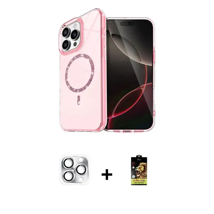 ieg™ iPhone 16 Pro Max Kılıf Kıvılcım Form Prime - Siyah Buffer Cam Ekran Koruyucu + Pers Alüminyum Kamera Lens - GS