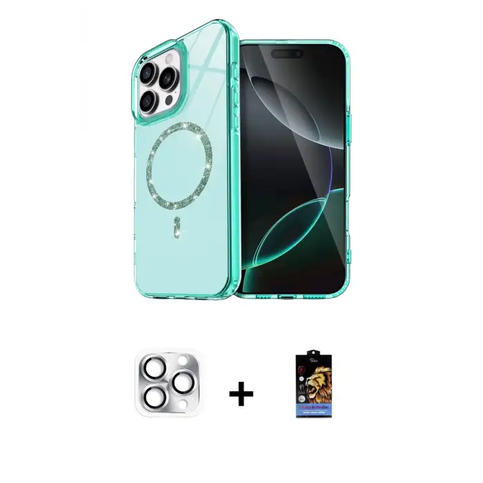 ieg™ iPhone 16 Pro Max Kılıf Kıvılcım Form Prime - Siyah Buffer Hayalet Cam Ekran Koruyucu + Pers Alüminyum Kamera Lens - GS