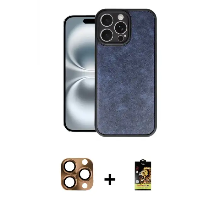 ieg™ iPhone 16 Pro Max Kılıf Kıvılcım Işık Serisi - Siyah Buffer Cam Ekran Koruyucu + Pers Alüminyum Kamera Lens - CLTM