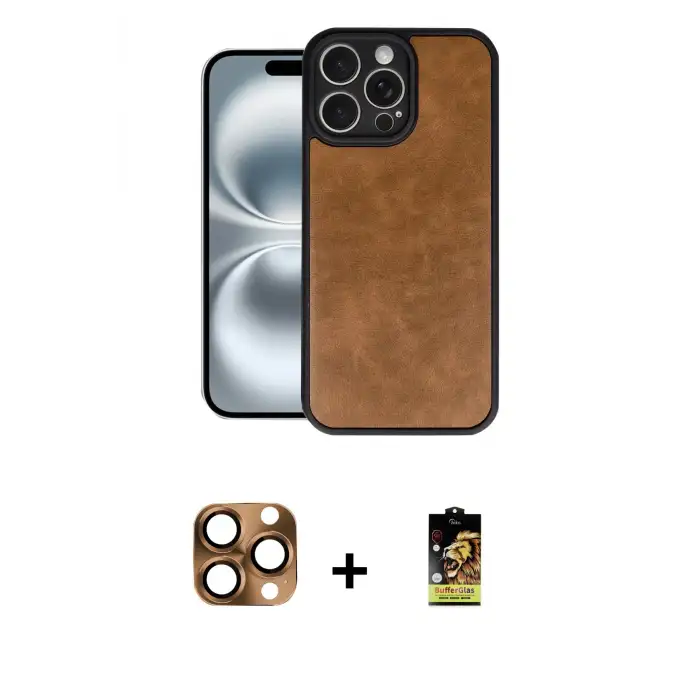 ieg™ iPhone 16 Pro Max Kılıf Kıvılcım Işık Serisi - Siyah Buffer Cam Ekran Koruyucu + Pers Alüminyum Kamera Lens - CLTM