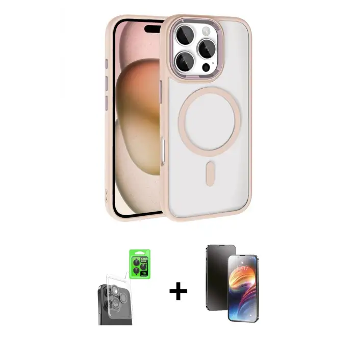 ieg™ iPhone 16 Pro Max Kılıf Kıvılcım Prime - Siyah 3D Antistatik Mat Seramik Nano Ekran Koruyucu + Raze Metal Kamera Lens - SH