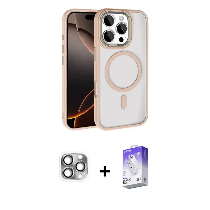 ieg™ iPhone 16 Pro Max Kılıf Kıvılcım Prime - Siyah Bilvis 5in1 3D Magic Cam Ekran Koruyucu + Pers Alüminyum Kamera Lens - GI