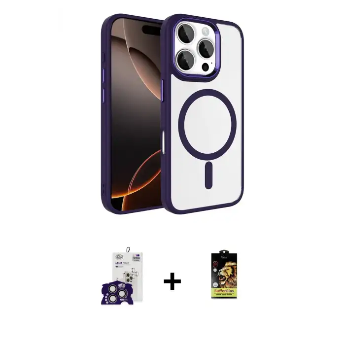 ieg™ iPhone 16 Pro Max Kılıf Kıvılcım Prime - Siyah Buffer Cam Ekran Koruyucu + Bilvis Titan Kamera Lens - TMGI