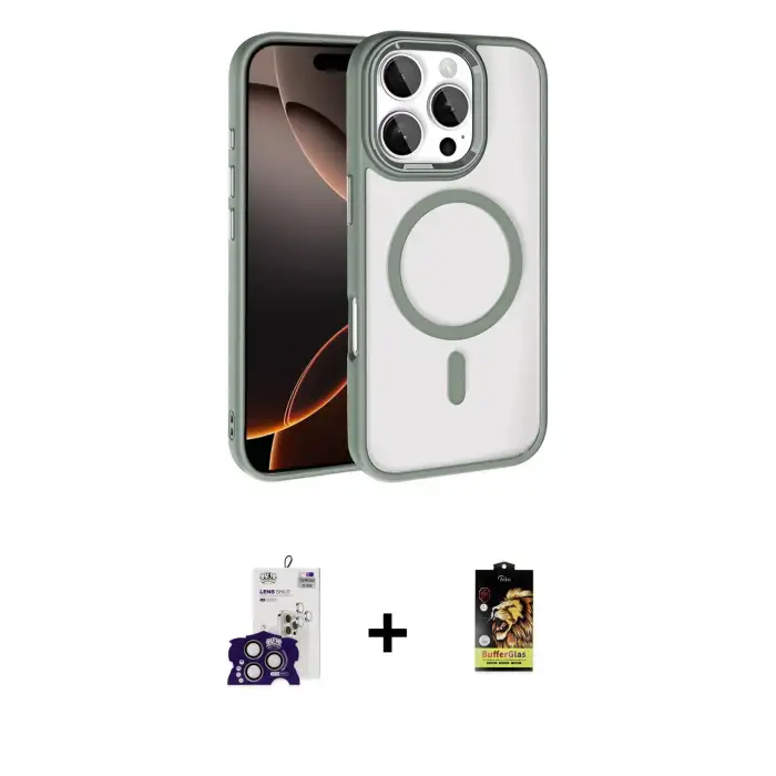 ieg™ iPhone 16 Pro Max Kılıf Kıvılcım Prime - Siyah Buffer Cam Ekran Koruyucu + Bilvis Titan Kamera Lens - TMGI