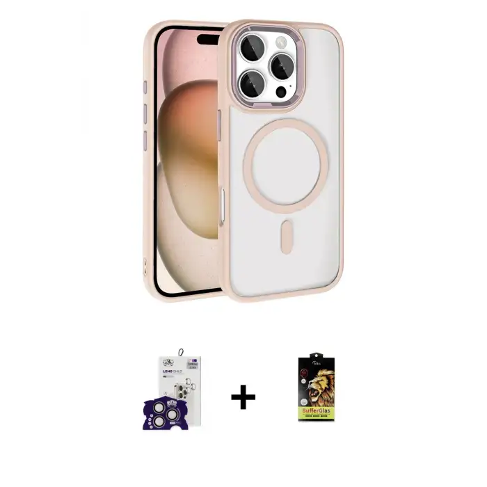 ieg™ iPhone 16 Pro Max Kılıf Kıvılcım Prime - Siyah Buffer Cam Ekran Koruyucu + Bilvis Titan Kamera Lens - TMGI