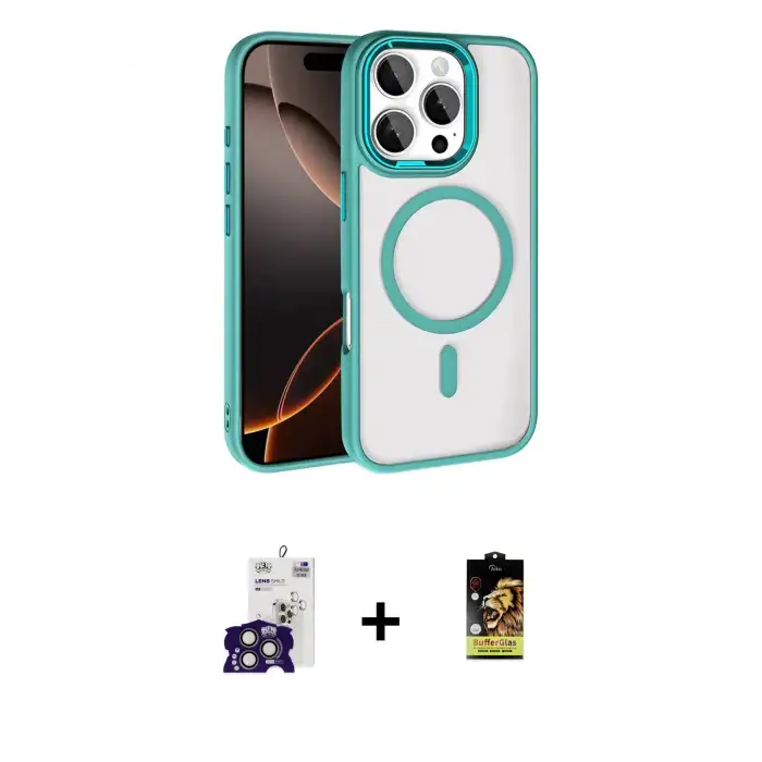 ieg™ iPhone 16 Pro Max Kılıf Kıvılcım Prime - Siyah Buffer Cam Ekran Koruyucu + Bilvis Titan Kamera Lens - TMGI