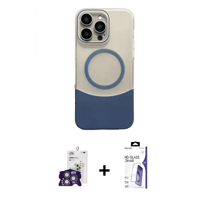 ieg™ iPhone 16 Pro Max Kılıf Kozmos Form Özel Seri - Siyah Bilvis 3X AR HD Cam Ekran Koruyucu + Bilvis Titan Kamera Lens - GS