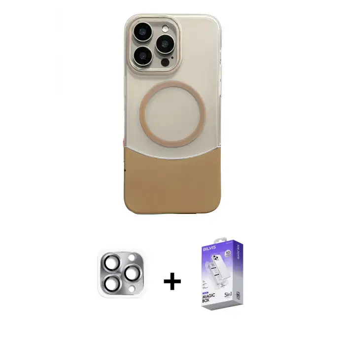 ieg™ iPhone 16 Pro Max Kılıf Kozmos Form Özel Seri - Siyah Bilvis 5in1 3D Magic Cam Ekran Koruyucu + Pers Alüminyum Kamera Lens - GI