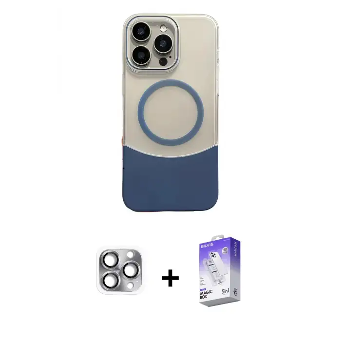 ieg™ iPhone 16 Pro Max Kılıf Kozmos Form Özel Seri - Siyah Bilvis 5in1 3D Magic Cam Ekran Koruyucu + Pers Alüminyum Kamera Lens - GI
