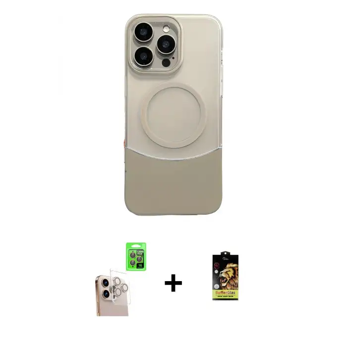 ieg™ iPhone 16 Pro Max Kılıf Kozmos Form Özel Seri - Siyah Buffer Cam Ekran Koruyucu + Raze Metal Kamera Lens - NLGY