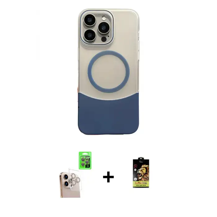 ieg™ iPhone 16 Pro Max Kılıf Kozmos Form Özel Seri - Siyah Buffer Cam Ekran Koruyucu + Raze Metal Kamera Lens - NLGY