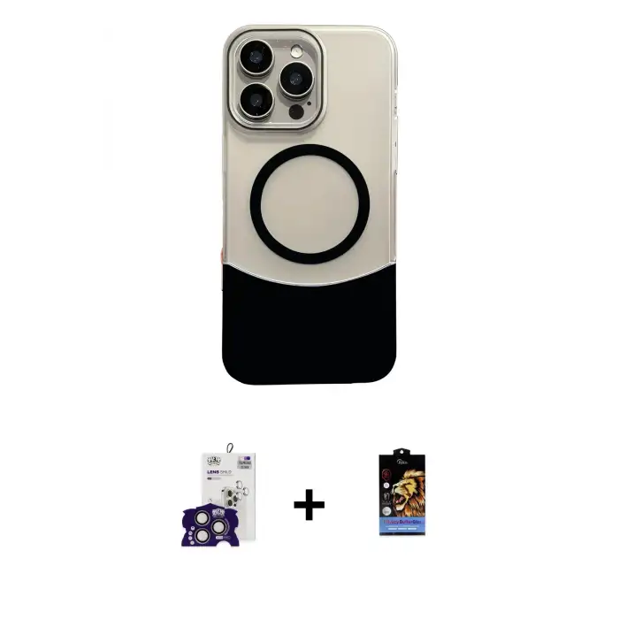 ieg™ iPhone 16 Pro Max Kılıf Kozmos Form Özel Seri - Siyah Buffer Hayalet Cam Ekran Koruyucu + Bilvis Titan Kamera Lens - TMGI