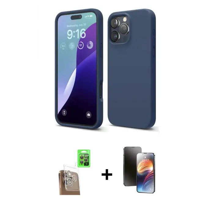 ieg™ iPhone 16 Pro Max Kılıf Kozmos Yansıma Özel Seri - Siyah 3D Antistatik Mat Seramik Nano Ekran Koruyucu + Raze Metal Kamera Lens - CLTM